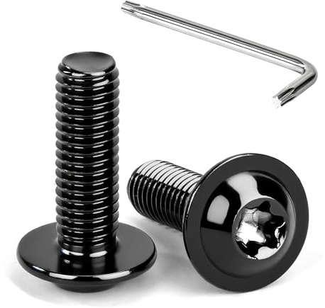 Tunejoy Tornillos de Cabeza Alomada Torx con Brida M8 x 25 mm Negro Tornillo de Cabeza Hexagonal de Acero Inoxidable A2 V2A Tornillos Máquina con Allen Rosca Completa 20 Piezas