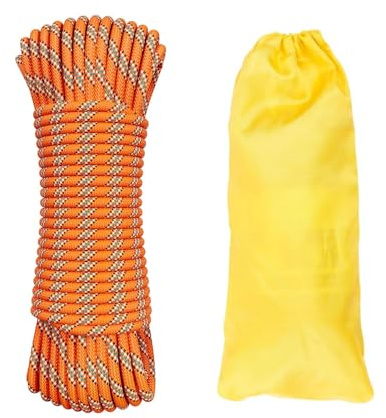 AOIQTTJNB 10mm statisches Nylon-Kletterseil 60m, für Bergsteigen | Zusätzlich für Höhenrettung, Schiffstauwerk und Hebezeuge, belastbar, abriebfest, orange
