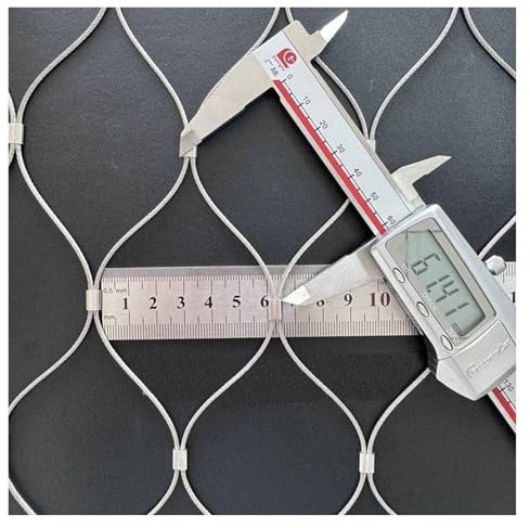 DTVEW Edelstahl-Seilnetz, Stahlmetallgarten-Maschendraht-Filetarbeit, 6cm/1,5mm Treppenschutzzaun, Garten-Farm-Dekorationsnetz(1.2x2m/3.9x6.6ft)