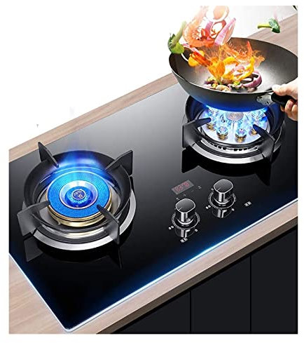 Cuisinière à gaz 2 brûleurs, 9 cavités, Supports de casseroles en Fonte à Flamme Haute, synchronisation bilatérale, cuisinière indépendante (GPL)