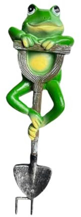 Gcljlmy Frosch Schaufel Ornament Kreative Frosch Figur Dekor für Hof Outdoor Tisch