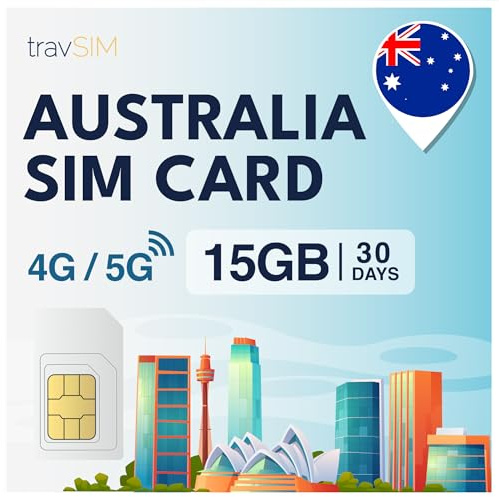 travSIM SIM Karte Australien | 15GB Daten SIM - 30 Tage planlaufzeit | Australien SIM Karte bietet unbegrenzten Internetzugang für Google, Facebook, Whatsapp, Instagram und mehr