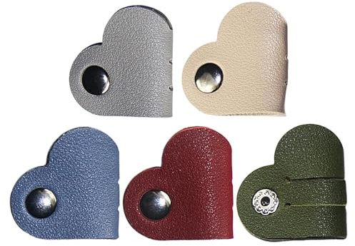Leather Cord Organizer Straps - Reusable Cable Tidy Wrap Hook | Cable Management Cable Ties | Cable Ties Cable Organizers Cord Management | Heart Shaped Data Cable Earbud Holder for Cord