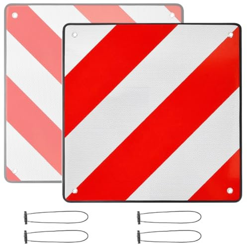 Pocoiau Reflective Sign with 4 Bungee Cords 50x50cm High Visibility Reflective Warning Sign for Bike Rack & Trailers