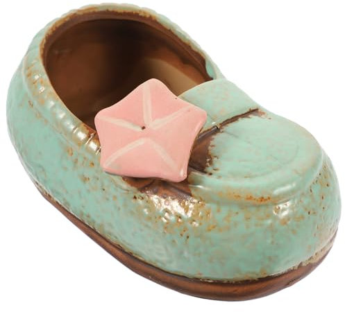 HEMOTON 1Pc Shoe Shaped Ceramic Flower Pot Succulent Planter for Gardening Unique Garden Decoration for Home Office Kitchen present for Plant Lovers
