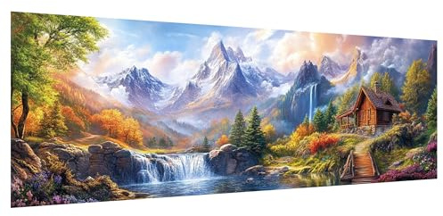 Hoobee 5D DIY Berge Diamond Painting Groß, Diamond Painting Bilder Landschaft, Diamant Painting Groß xxl Vollbohrer Stickerei Kreuzstich Kunst Handwerk für Zuhause Wanddekoration 30x80cm-11