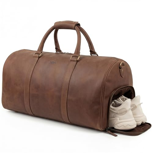SID & VAIN große Weekender echt Leder - Sporttasche Hank 55 cm XL - Reisetasche Handgepäck Herrentasche mit Schultergurt - Ledertasche Herren braun handgefertigt