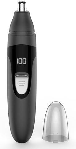 Tondeuse pour les poils du nez tondeuse professionnelle indolore pour les oreilles et le visage rechargeable par Type-C avec des lames à double tranchant (Black Grey)