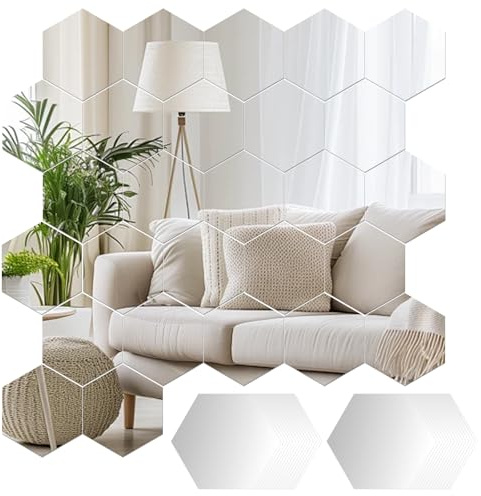 30 stycken sexkantiga spegelplattor självhäftande, 12,6 x 11 x 6,3 cm spegel väggklistermärken, akryl väggspegel, självhäftande spegel, hexagonspegel för sovrum, sängar, väggar och vardagsrum