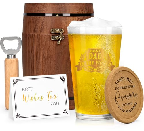Joymaking Beer Glass Gifts for Dad, Dad Gifts Christmas Birthday Glass 460ml