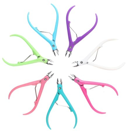 IWOWHERO Cortador de Cutículas con Mango de Plástico, Alicate para Uñas Eficaz con Muelle Incorporado, 3 Unidades para Manicura y Cuidado Profesional en Salón Color Aleatorio