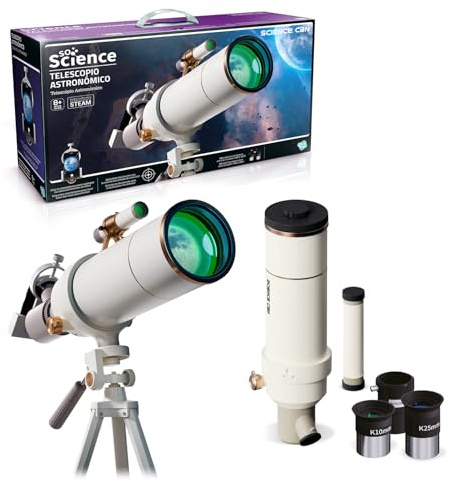 Canal Toys - So Science - Télescope Astronomique pour Enfant Dès 8 Ans - Grossissement 120x - Oculaires 16x et 40x - Support Smartphone - Trépied Réglable - Kit Astronomie Lune et Planètes - COS002