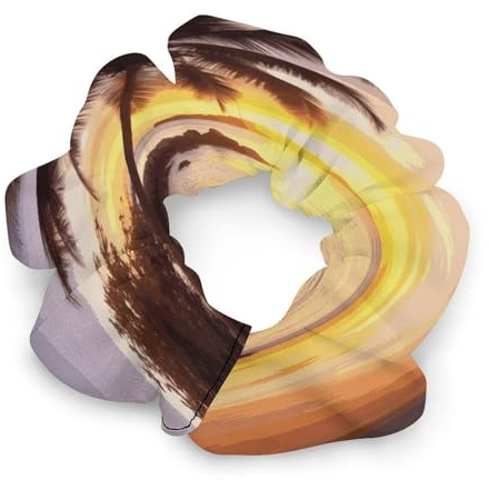Chiffon Sunrise Tropical Palm Tree Island Scrunchies for Women Elastic Ponytail Holders Pain-Free Hair Accessories Fashion Hair Bands Soft Stylish Scrunchy Hair Ties Ropes for All Hair Types