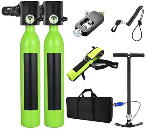 Mini Bouteille de plongée Portable de 0,5 L, Pompe à air Haute Pression, 2 réservoirs d'oxygène, réservoir pulmonaire réutilisable, Adaptateur de plongée, avec Une boîte de Rangement