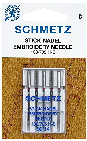 5 Nadeln Schmetz Stärke 90 Embroidery - Sticknadeln