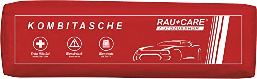 RAU EH0008 - Borsa del Pronto Soccorso Trio, ai Sensi delle Norme DIN13164 (Ultima Versione) con Triangolo Ece e Giubbotto di Sicurezza EN20471, Rosso