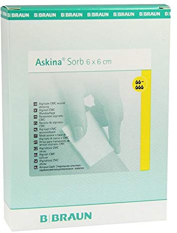 Askina Sorb Wundauflage 6 x 6 cm I Die formstabile Alginat-Wundauflage I 10 Stück
