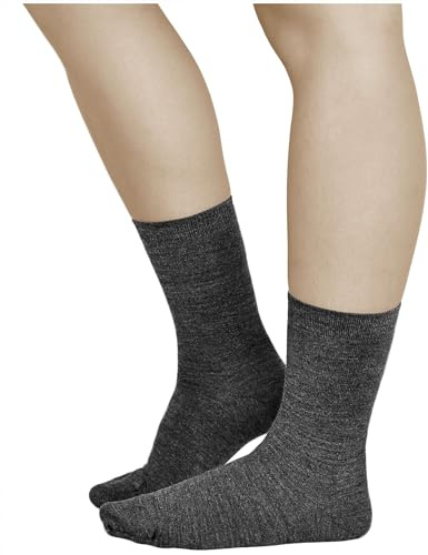 vitsocks Calcetines Mujer Invierno 80% LANA MERINO Finos (3 PARES) Media Caña Transpirables Calientes para Frío, lisos gris, 39-42