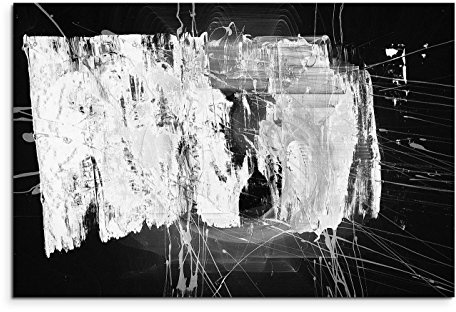 Paul Sinus Art Leinwandbild 120x80cm Abstrakt Modern Schwarz Weiss XXL Wandbild Wohnzimmer Schlafzimmer Deko Kunstdruck
