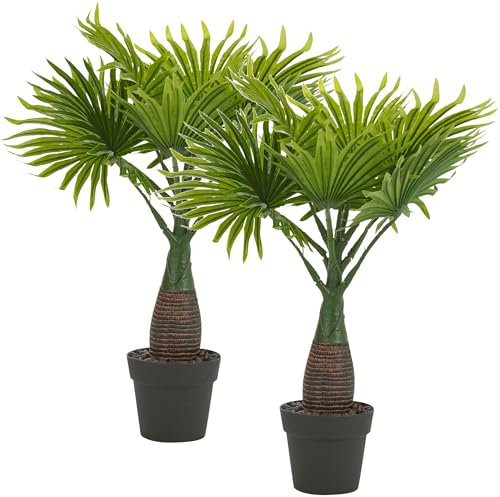 URBNLIVING 2x Artificial Fan Leaf Palm Tree Pots