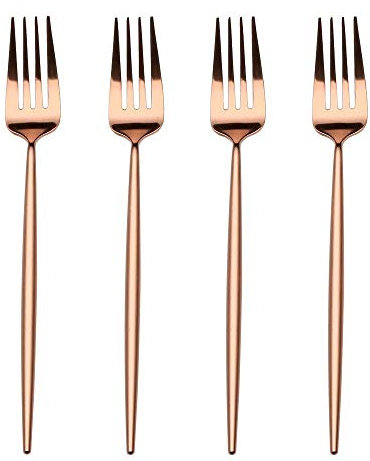 LEKOCH 4 Stück 18/10 Edelstahl Matte Kuchengabel Tafelgabeln Set 18.5cm (Rose Gold)