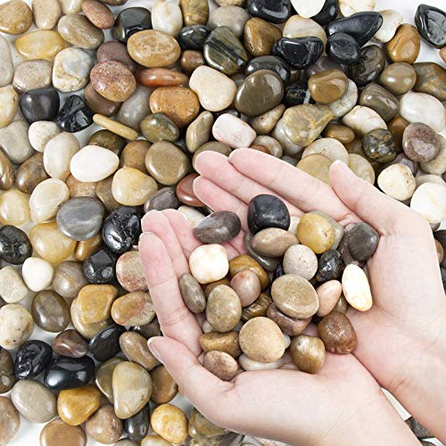 OUPENG Ciottoli di ghiaia lucidata, pietre naturali lucide di colori misti, piccole pietre decorative di fiume 0,9 kg (907,2 g)