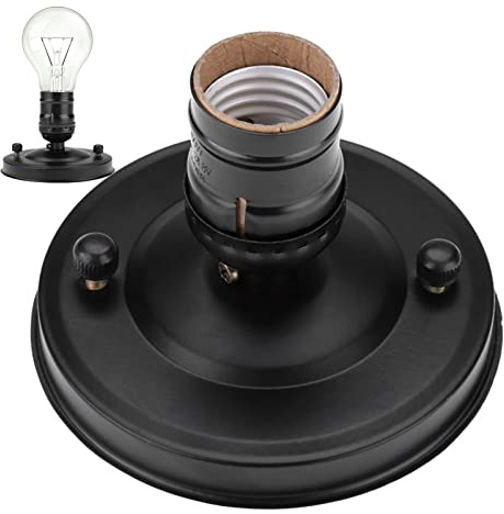 Base de la lampara Vintage E26 / E27 Soporte de Base de Luz de Techo de la vendimia Soporte de Lámpara de Pared Montado Industrial Accesorio Araña Socket de Luz de Techo (Black)