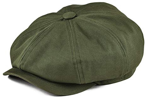 Botvela, Herren-Schiebermütze aus 100% Baumwolle, im klassischen Gatsby-Stil, ideal für Freizeit oder Golf, Grün (Army Green), 57 EU