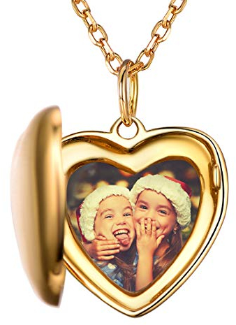 SILVERCUTE personalisiert Foto Kette 925er Silber Anhänger zum Öffnen mit Rolokette 18k vergoldet Herz Medaillon für Photo Bilder Amulett Modeschmuck für Valentinstag Muttertag