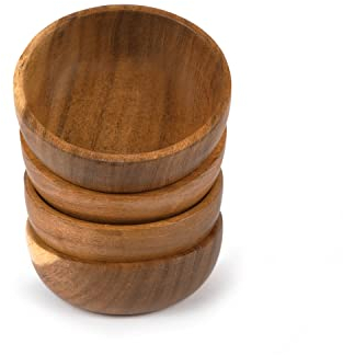 Samhita Cuenco pequeño de madera de acacia para frutos secos, dulces, aperitivos, oliva y salsa, decoración de comedor absolutamente hermosa (juego de 4) (4 x 4 x 1.5 pulgadas)