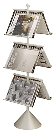 LHRUI Strapazierfähiger Zeitschriftenhalter für das Wohnzimmer zu Hause, Prospektständer aus Metall mit Konischem Boden, für Bürofoyer Leseecke (Color : White)