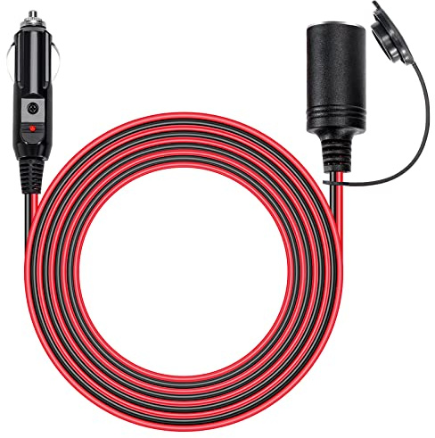 GUNGY 3.6 Meter KFZ Verlängerungskabel Zigarettenanzünder Stecker Buchse Verlängerung 16AWG Kabel Wasserdicht mit 15A Sicherung für Auto Wohnmobil 12V/24V Strom Geräte Steckdose Adapter