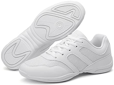 Uhclrr Tanzschuhe Kinder Vier Jahreszeiten Schuhe Atmungsaktiv und bequem Weich Aerobic Erwachsene Aerobic Cheerleading-Fitnessschuhe Gymnastik Tanz (30, Weiß)