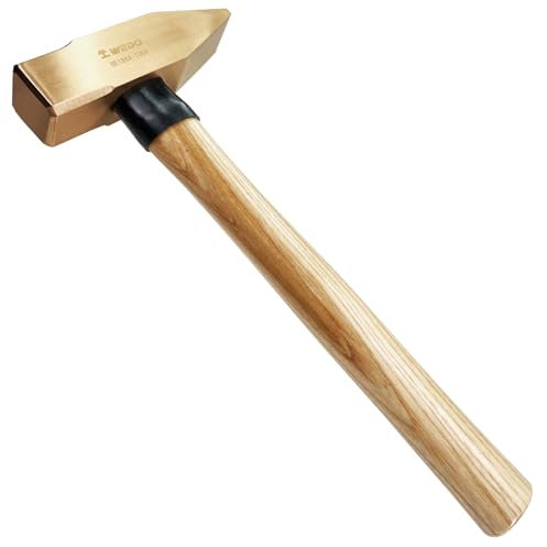 WEDO Schlosserhammer,Nicht funkelnd Ingenieurhammer mit Holzgriff,Kopfgewicht 2000g,Länge 380mm,Berylliumkupfer Zimmererhammer,Hämmer für Ingenieure,Nicht magnetisch,BAM/FM-Zertifikat