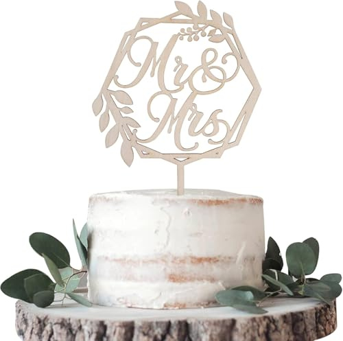 1 Stück Holz Mr&Mrs Tortendeko Bräutigam Dusche Cake Topper Verlobung Hochzeit Kuchen Deko für Hochzeit Jahrestag Thema Party Kuchen Dekoendeko