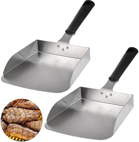 Yarlung 2 Pack Large Griddle Scoop, Stainless Steel Smash Burger Spatula, Griddle Food Mover BBQ Turners Food Shovel Scraper for Fried Food, Stir Fry, Hibachi Tools