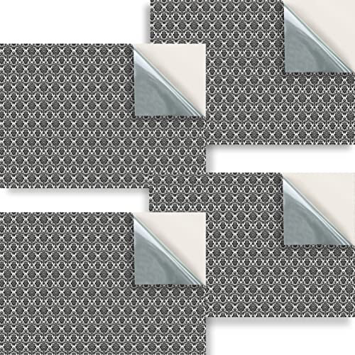 Stick & Go Repositionable Self Adhesive Dolls House Wallpaper 1:24 Scale (Set of 4 Sheets) - Victorian Flock Black Wallpaper - No. 123