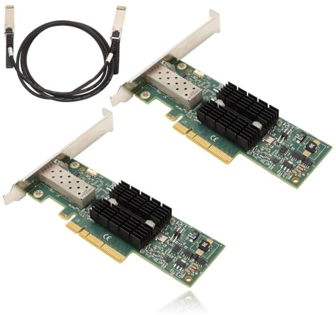 2 Adaptadores de Red SFP+ PCIE de 10 GB con Tarjeta de Red Nic y Cable de Conversión de 3,28 Pies para Redes de Alta Velocidad