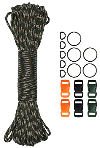 Dondeen Paracord 4mm 30m Camouflage, Paracord 550 Nylon Fallschirmschnur Paracord Schnur mit 7 Kernsträngen Reißfest und Langlebig (Camouflage, 4mm x 30m)