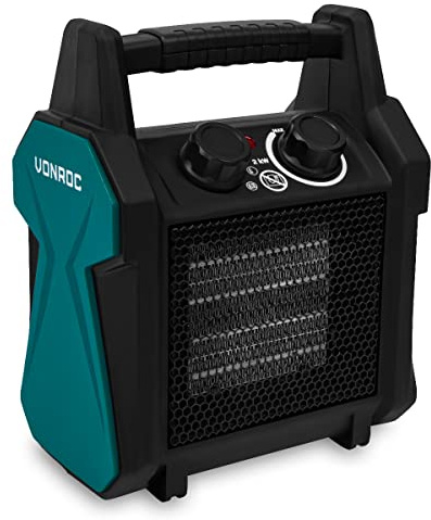 VONROC Termoventilador eléctrico - 1000W/2000W - cerámica - 2 posiciones y ventilador - termostato - 20m2