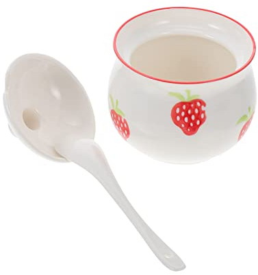 CALLARON 1 Satz Erdbeer-dressing-glas Küche Gewonnener Pot Keramische Gewürzbox. Pfeffer Dose Zuckerspender Porzellan Zuckerdose Gewürztopf Gewürzstreuer Jars Mit Deckel Küchenglas Keramik
