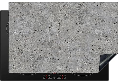 KitchenYeah© Herdabdeckplatte Einteilig Herdabdeckung Abdeckplatte für Ceranfeld Abdeckung Induktionskochfeld Aufrollbare Matte Beton - Schiefer - Grau - Design - 80.2x52.2 cm