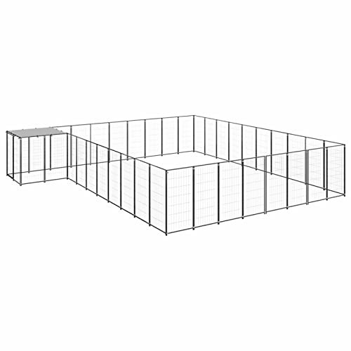 Camerina Hundezwinger Schwarz 25,41 m² Stahl HundehüTte Outdoor Hundehaus HaustierkäFig HundehüTte Outdoor Hunde Hundeauslauf DraußEn 3082240