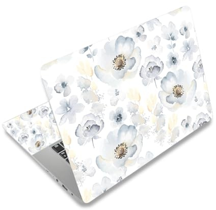 Laptop Haut Aufkleber Decal, 12 13 13,3 14 15 15,4 15,6 Laptop Vinyl Aufkleber Haut Cover Art Schutz für Notebook PC Dekorativ, wasserdicht, abziehbar, Weiße Aquarellfarbe