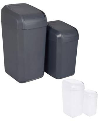 Jardin202 - Papelera con Tapa Basculante - Cubo basura Antracita para Cocinas. Baños y Despachos - Contenedor de Residuos | 15 L (Gris)