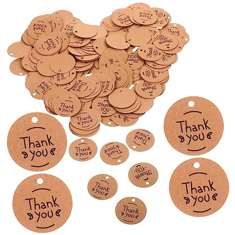 DIKACA 200St bedruckbare geschenkanhänger leeres Etikett Geschenke Etiketten danke Geschenkanhänger kreisförmiger Papieranhänger Schnur Schlinge Danke dir kleines Geschenk Student Schild
