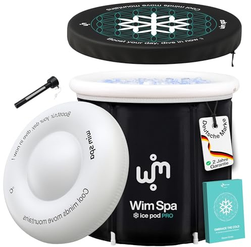 Wim Spa [Das Original seit 2015] Ice Pod (80 cm Ø x 80 cm) XL - Faltbares isoliertes Eisbad/Eisfass für Cold Plunge Kältetherapie, tragbare Badewanne inkl. ThermoDome, Cover, Thermometer, eBook UVM.