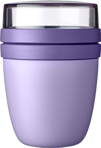 Mepal - Lunchpot Ellipse - Práctica taza de yogur y taza de cereales - División para yogur y cereales - Apto para congelador, microondas y lavavajillas - 500 ml + 200 ml - Lila vívido