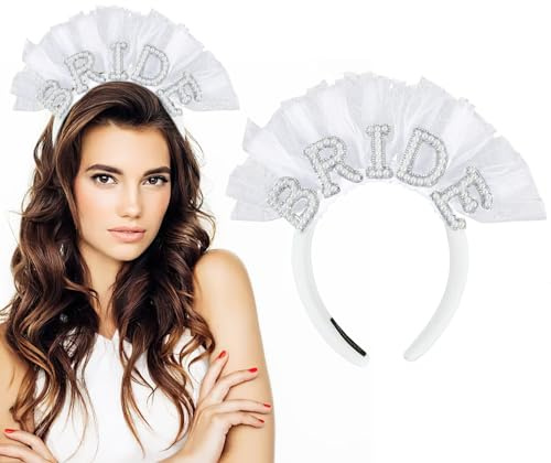 LEMIEDUT Bride Haarreif, Perlen Braut Stirnband, Bride To Be Haarreif, Braut Haarschmuck, Braut Stirnband, Bachelorette Stirnband, Braut Hochzeit Stirnband, für Party Frauen Hochzeit Dekoration