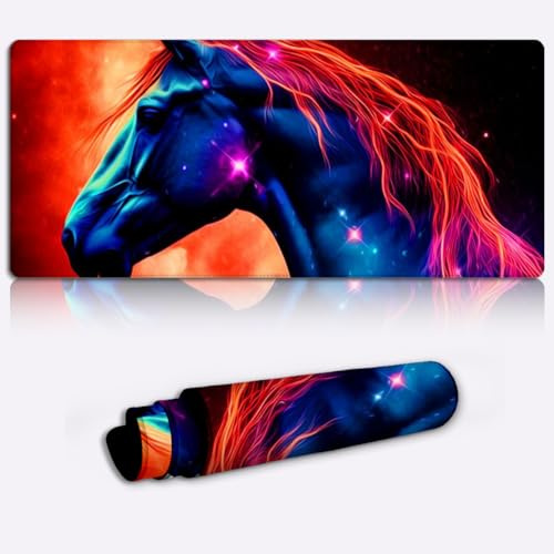 CHTXD Tastatur-Mauspad, Schreibtischunterlage, Pferd, XXL, lang ausziehbar (89,9 x 39,9 x 0,3 cm), großes Gaming-Mauspad, rutschfeste Unterseite aus Naturkautschuk für Gaming